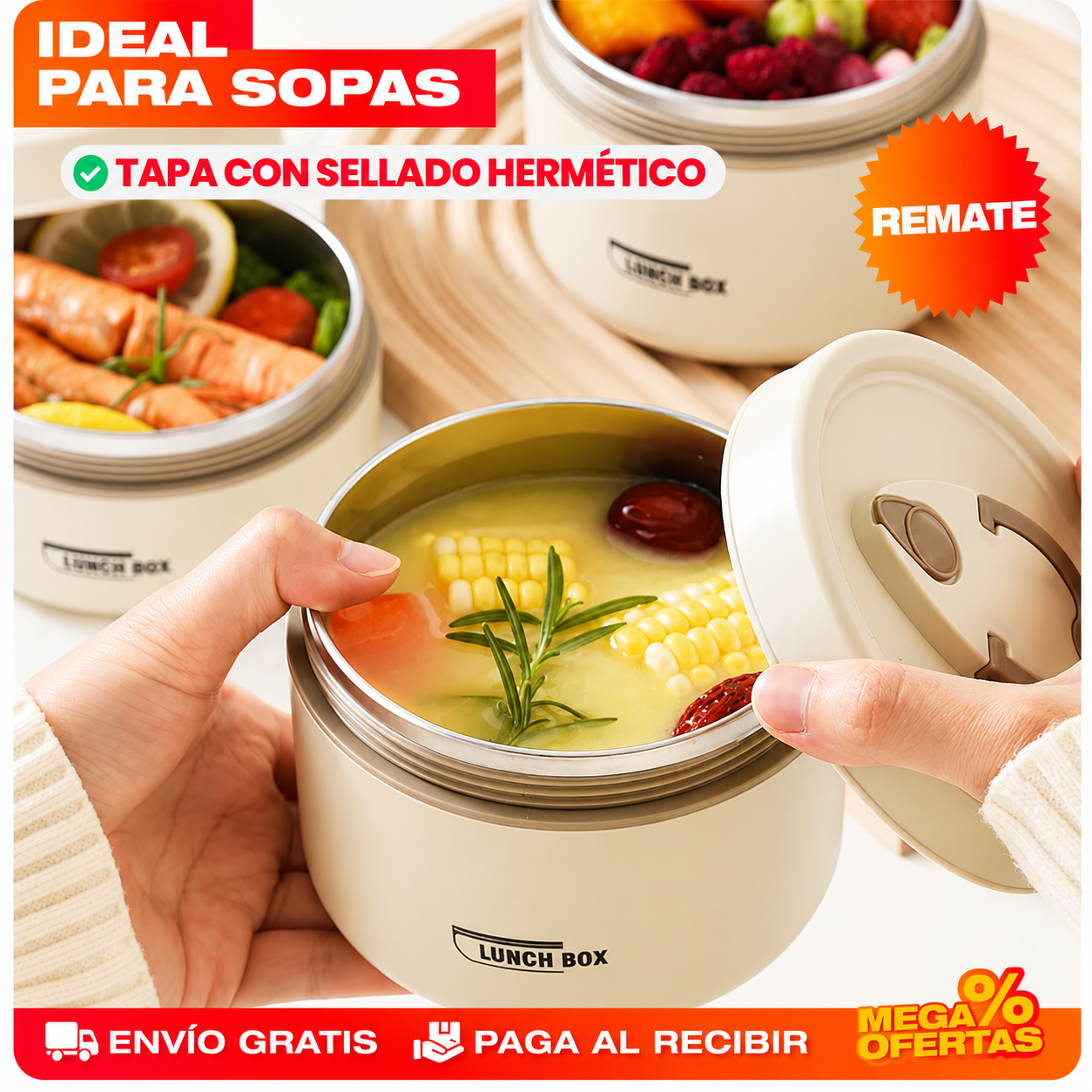 Portacomidas y Lonchera Térmica – Set x4