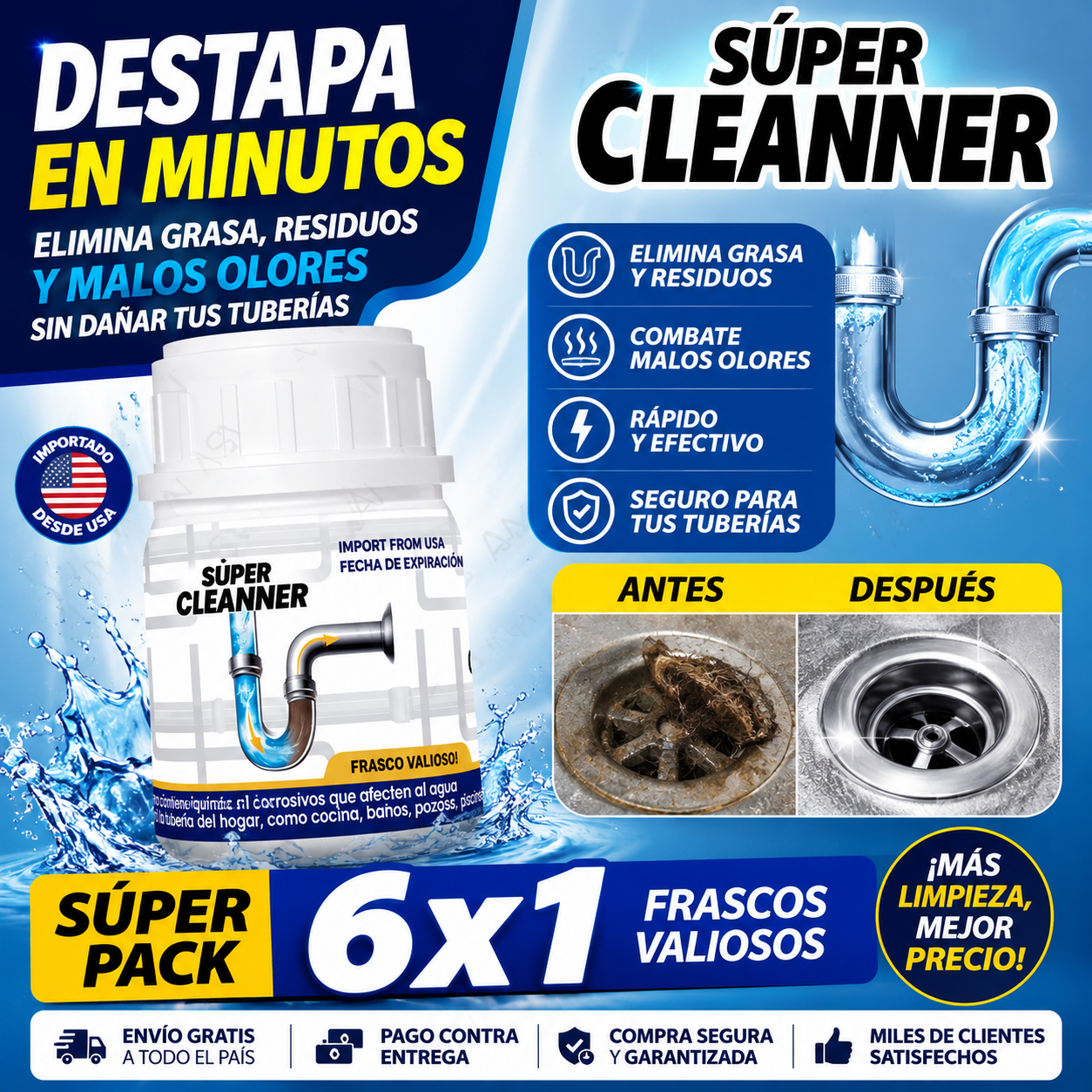 DESATORADOR EN POLVO PARA TUBERIAS - SUPER PACK (6 UNIDADES)