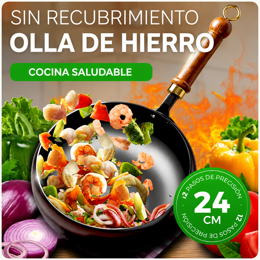 Sartén Wok de Hierro Fundido Artesanal | Alta Durabilidad