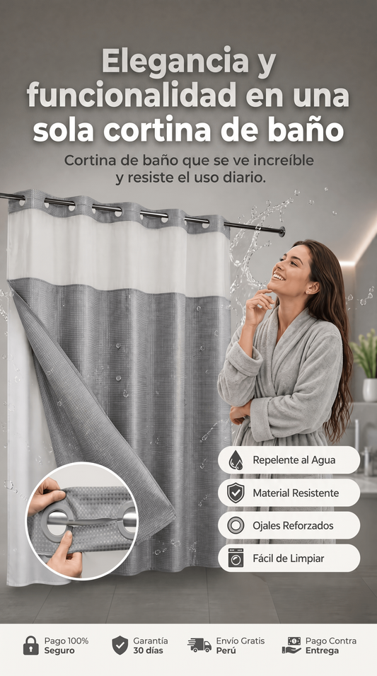 Cortina de ducha impermeable de doble capa